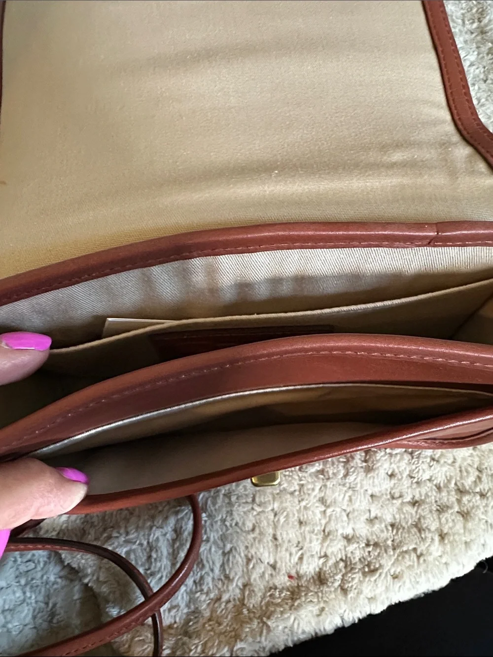 Coach Brown Leather Crossbody with Tassel and Signature Turnlock